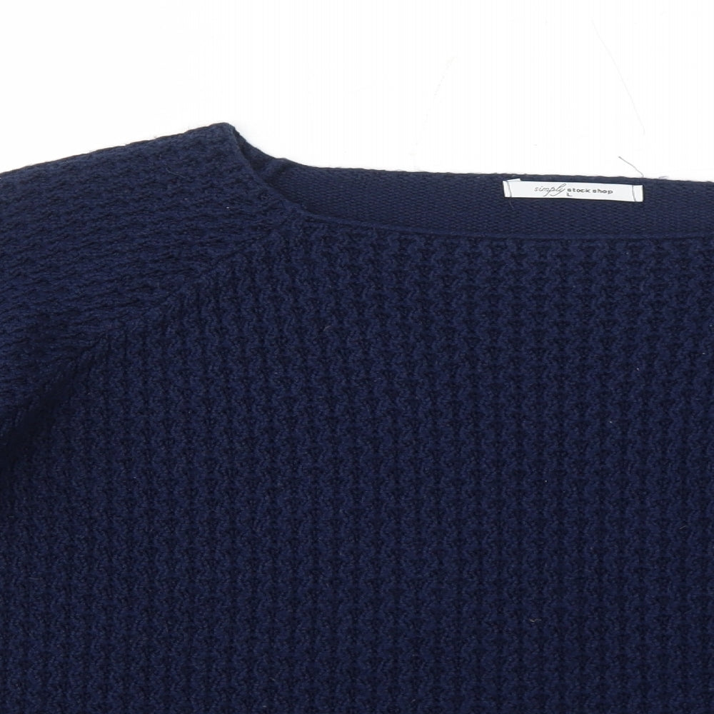 Simply Stock Shop Womens Blue Round Neck Acrylic Pullover Jumper Size L