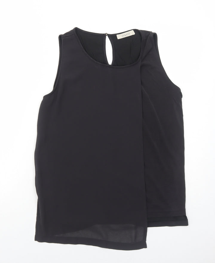 Oasis Womens Black Polyester Basic Tank Size L Round Neck
