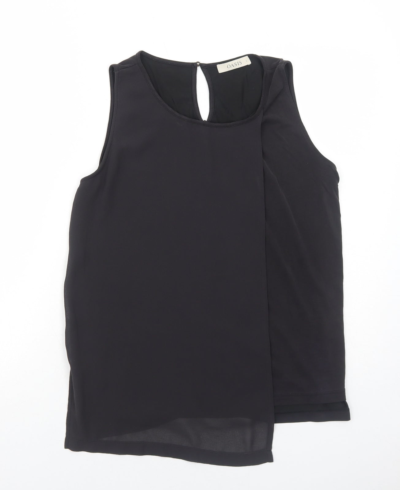 Oasis Womens Black Polyester Basic Tank Size L Round Neck