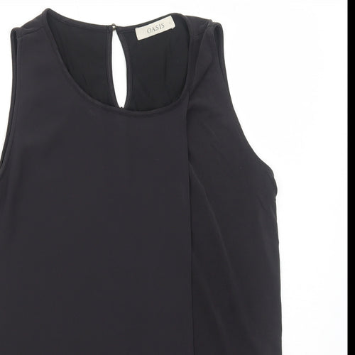 Oasis Womens Black Polyester Basic Tank Size L Round Neck