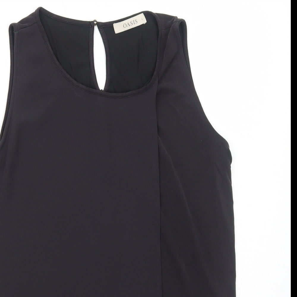 Oasis Womens Black Polyester Basic Tank Size L Round Neck