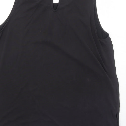 Oasis Womens Black Polyester Basic Tank Size L Round Neck