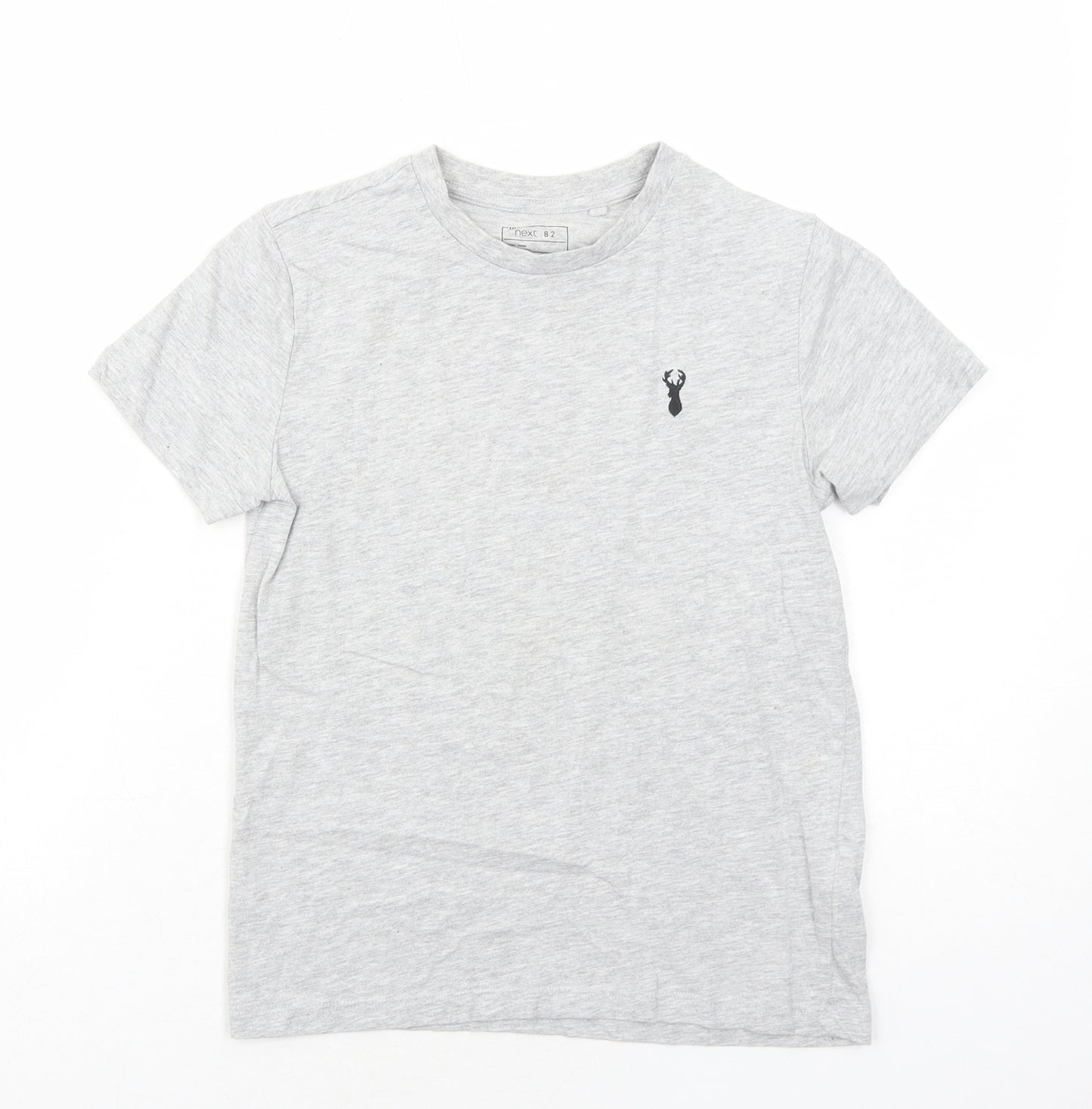 NEXT Boys Grey Cotton Basic T-Shirt Size 9 Years Round Neck Pullover