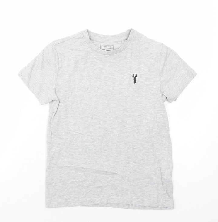 NEXT Boys Grey Cotton Basic T-Shirt Size 9 Years Round Neck Pullover