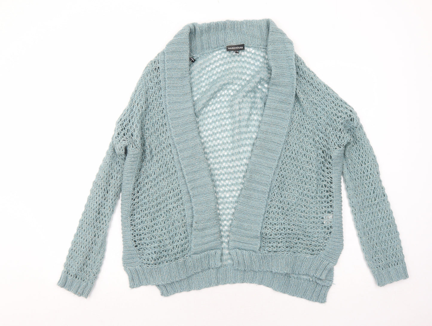 Warehouse Womens Blue V-Neck Acrylic Cardigan Jumper Size 10