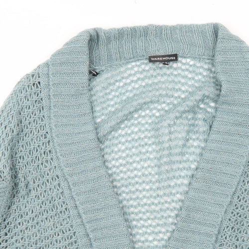 Warehouse Womens Blue V-Neck Acrylic Cardigan Jumper Size 10