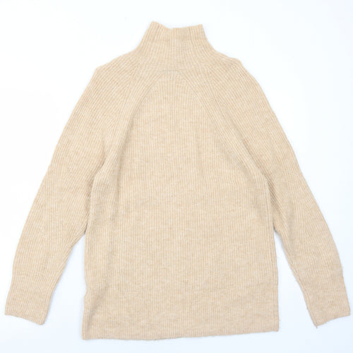 Topshop Womens Beige High Neck Acrylic Pullover Jumper Size 6