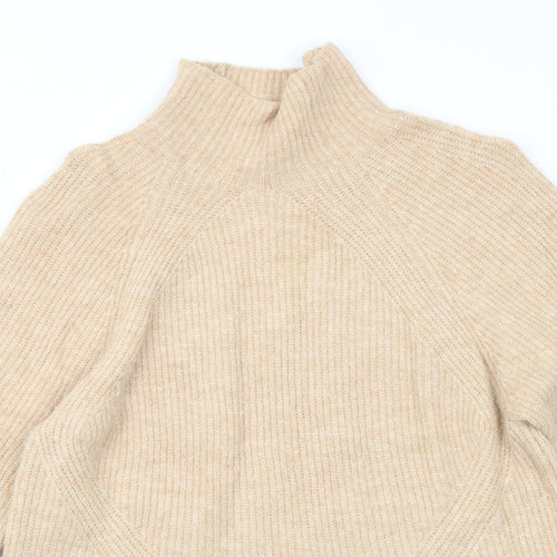 Topshop Womens Beige High Neck Acrylic Pullover Jumper Size 6