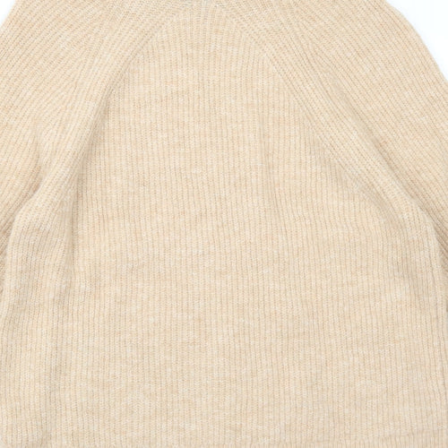 Topshop Womens Beige High Neck Acrylic Pullover Jumper Size 6