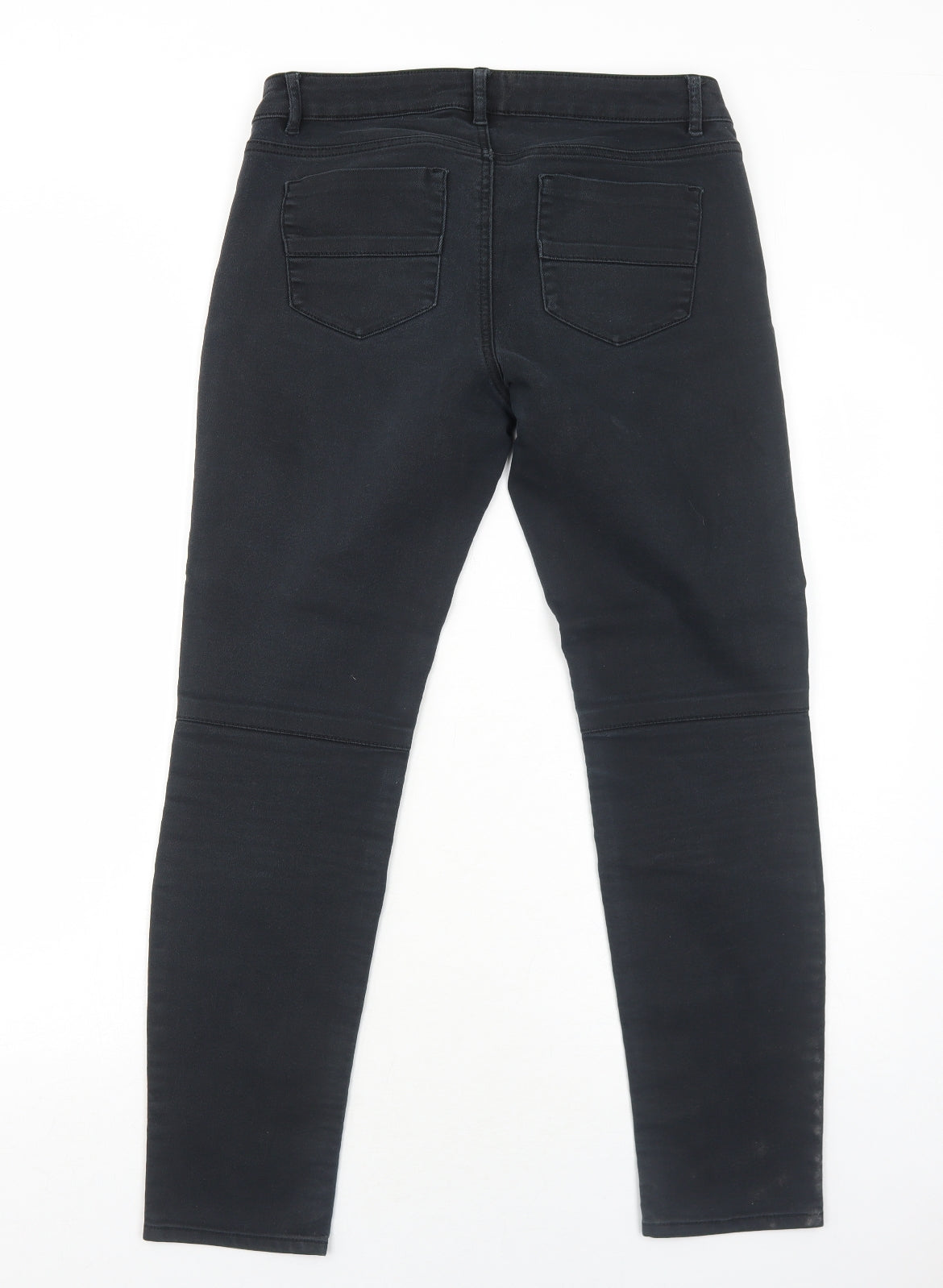 Kiabi Womens Black Cotton Straight Jeans Size 12 Regular Zip