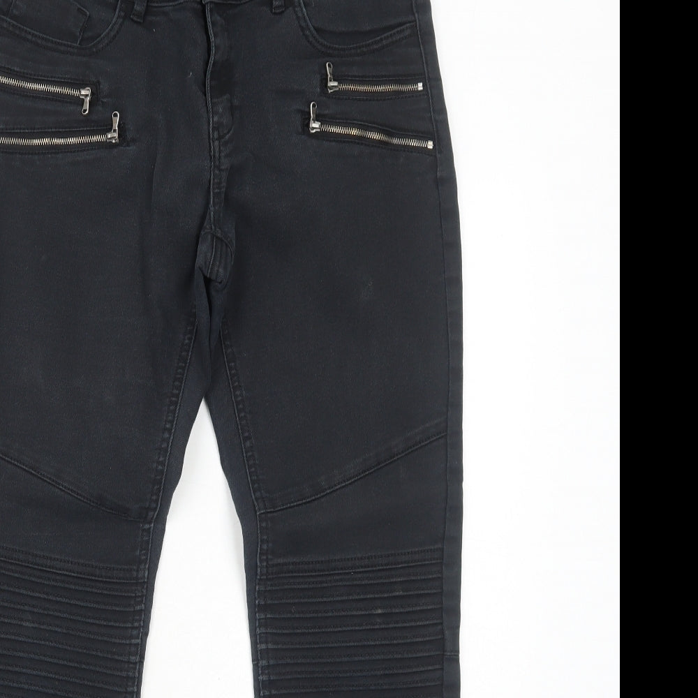 Kiabi Womens Black Cotton Straight Jeans Size 12 Regular Zip