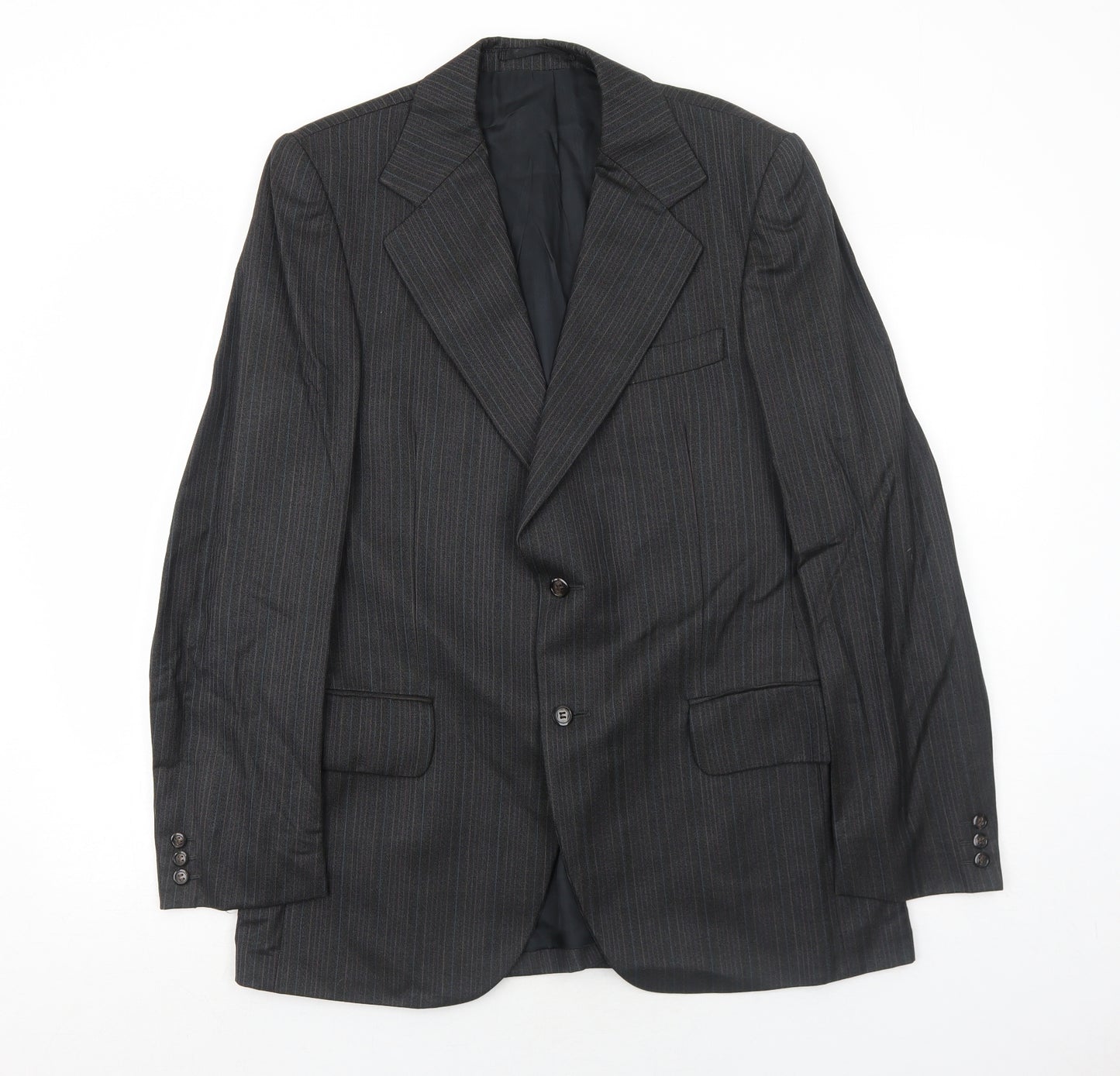 Pure Mens Grey Striped Wool Jacket Suit Jacket Size 38 Regular