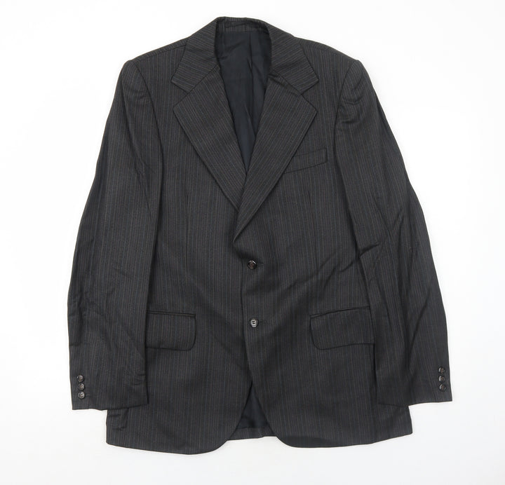 Pure Mens Grey Striped Wool Jacket Suit Jacket Size 38 Regular
