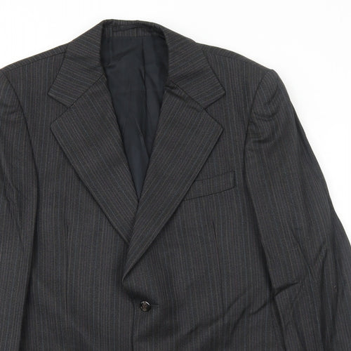 Pure Mens Grey Striped Wool Jacket Suit Jacket Size 38 Regular