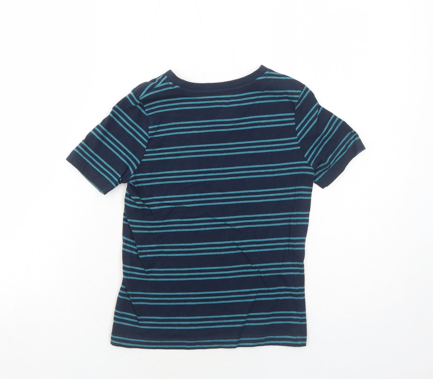 Very Boys Blue Striped Cotton Basic T-Shirt Size 6 Years Round Neck Pullover