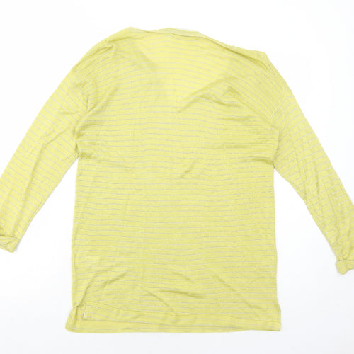 NEXT Womens Yellow V-Neck Striped Viscose Pullover Jumper Size 12