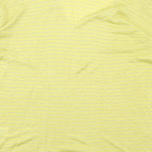 NEXT Womens Yellow V-Neck Striped Viscose Pullover Jumper Size 12