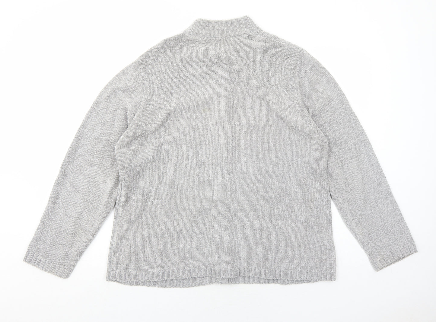 EWM Womens Grey Round Neck Acrylic Cardigan Jumper Size 20