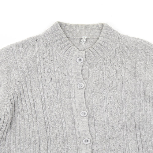 EWM Womens Grey Round Neck Acrylic Cardigan Jumper Size 20