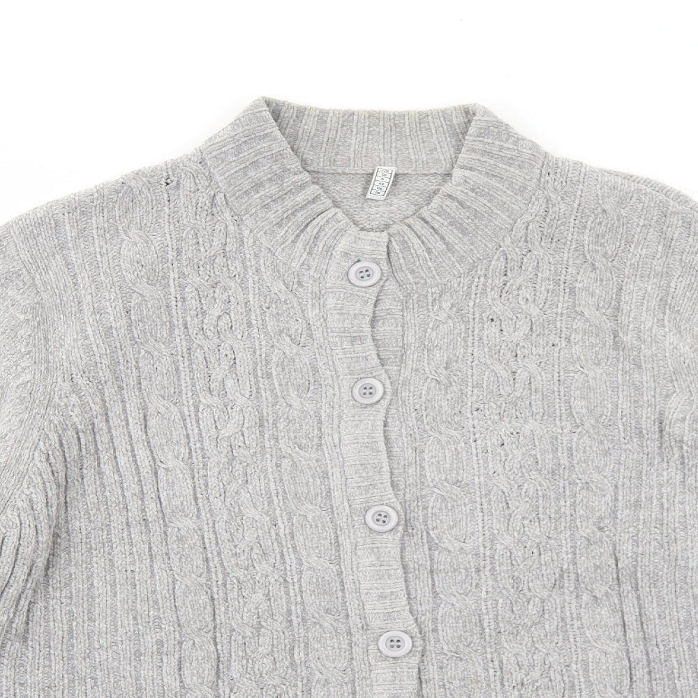 EWM Womens Grey Round Neck Acrylic Cardigan Jumper Size 20