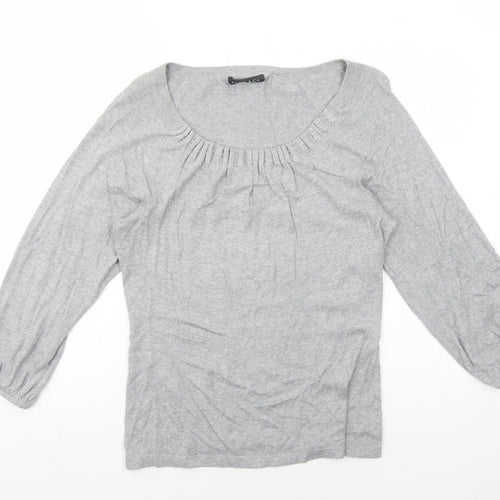 Alex&Co Womens Grey Round Neck Cotton Pullover Jumper Size 10