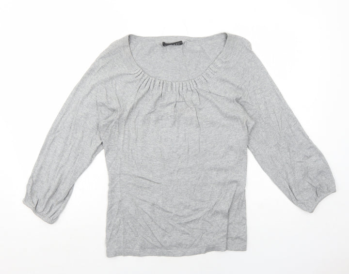 Alex&Co Womens Grey Round Neck Cotton Pullover Jumper Size 10