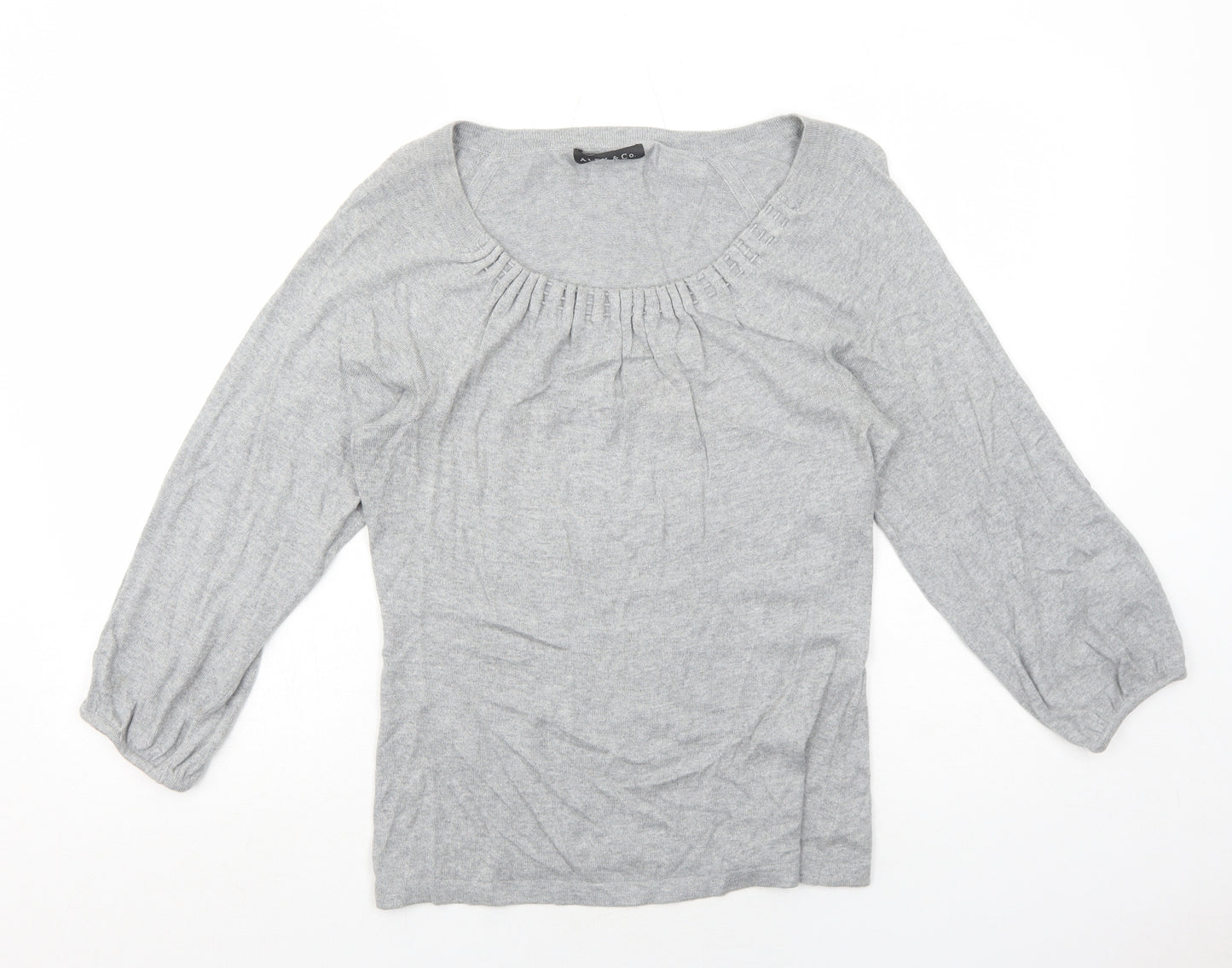Alex&Co Womens Grey Round Neck Cotton Pullover Jumper Size 10