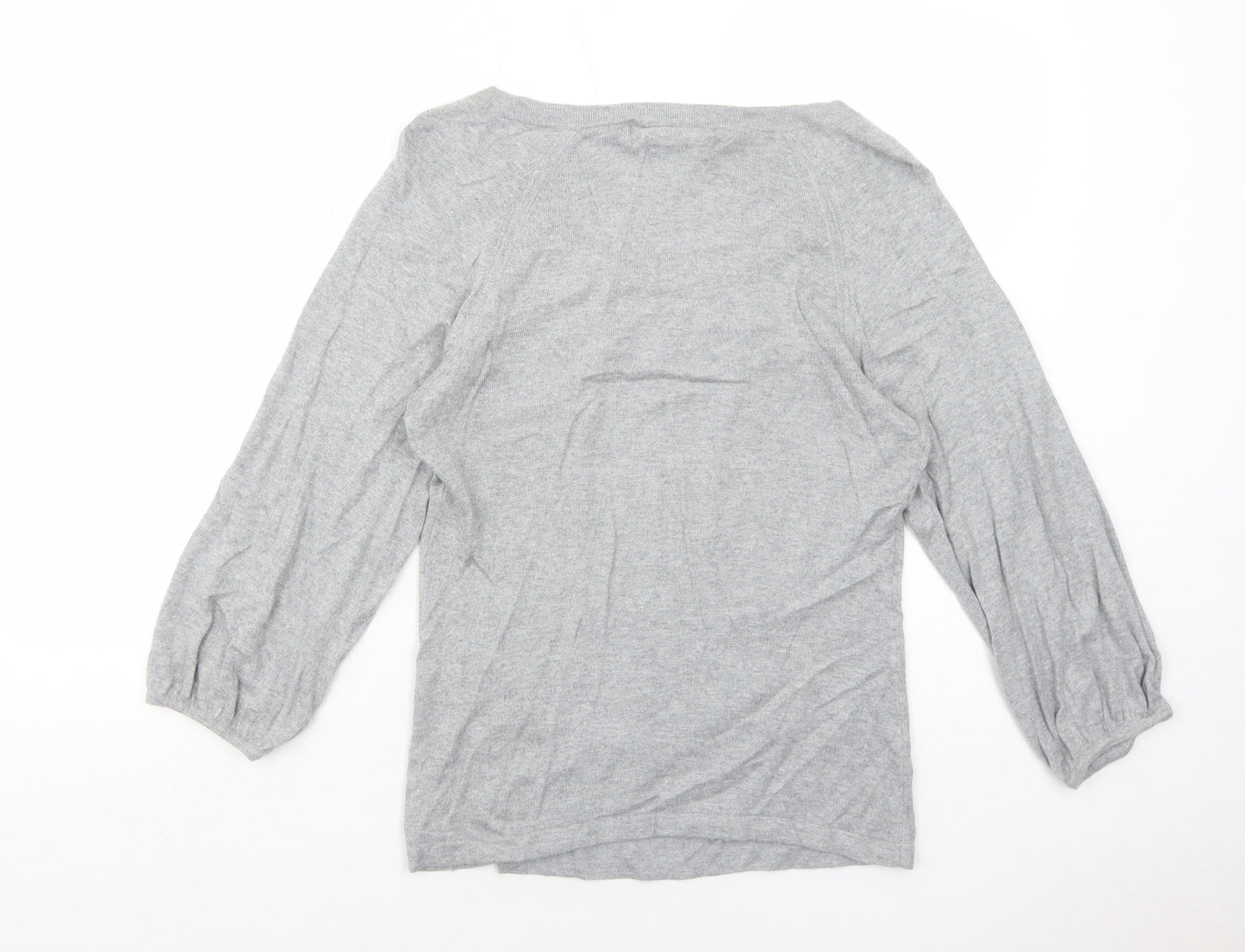 Alex&Co Womens Grey Round Neck Cotton Pullover Jumper Size 10