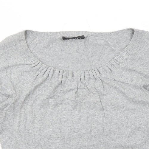 Alex&Co Womens Grey Round Neck Cotton Pullover Jumper Size 10