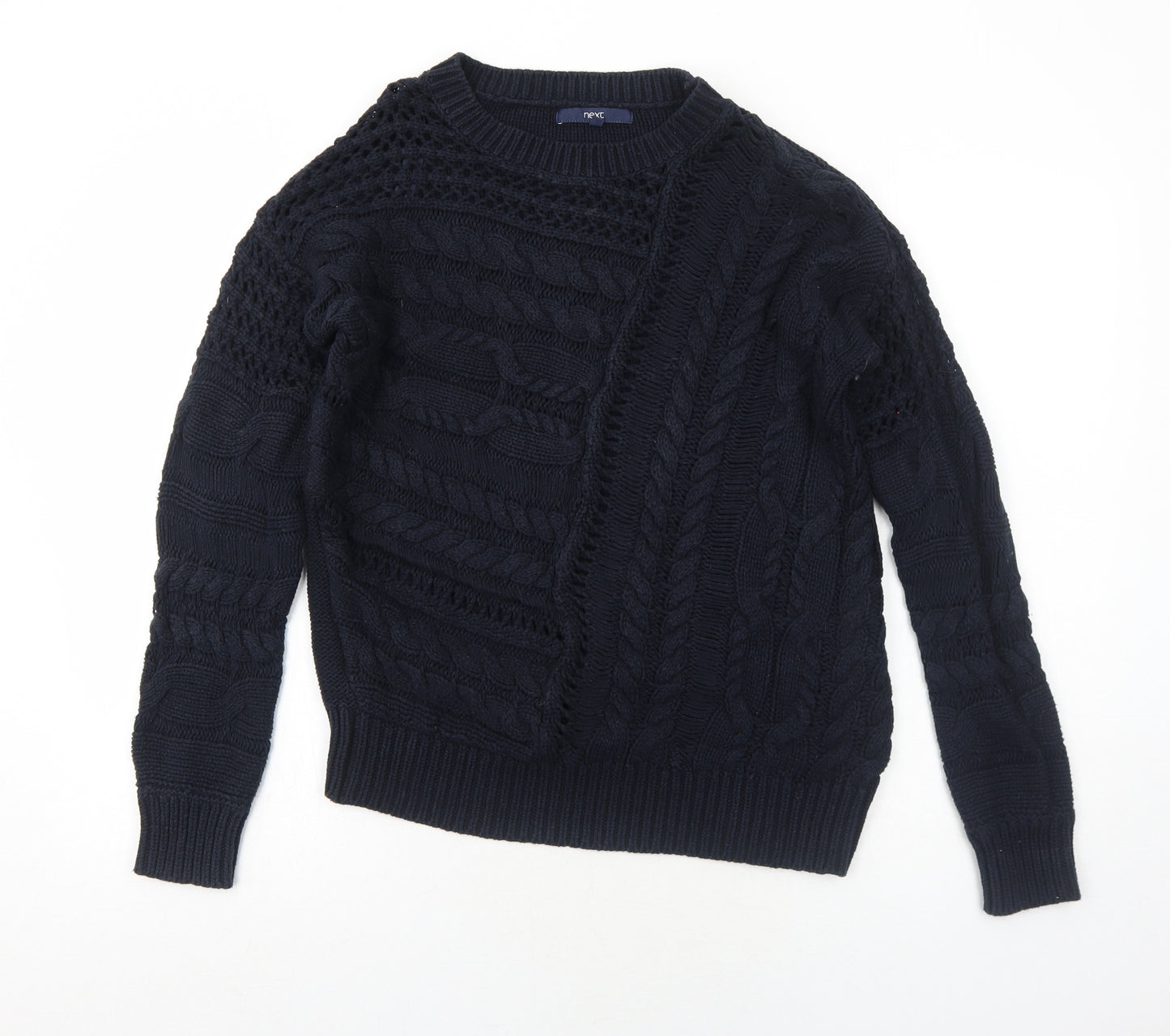 NEXT Womens Blue Round Neck Cotton Pullover Jumper Size M