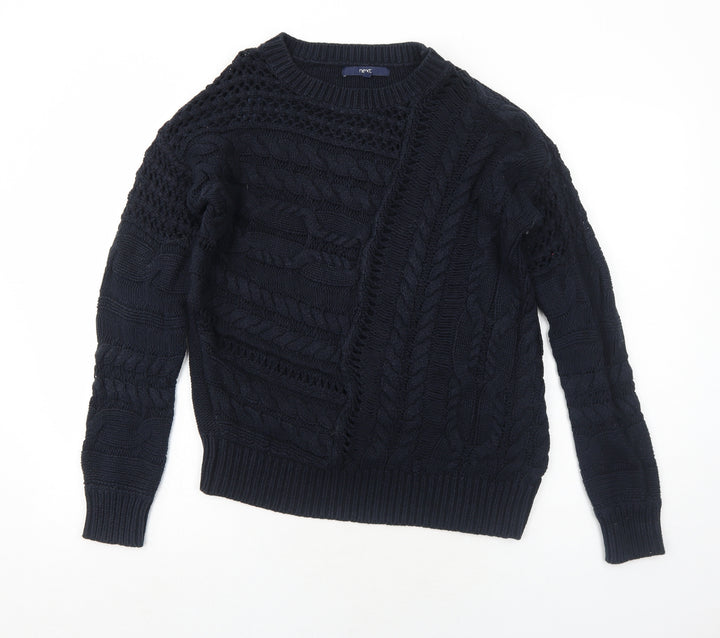 NEXT Womens Blue Round Neck Cotton Pullover Jumper Size M