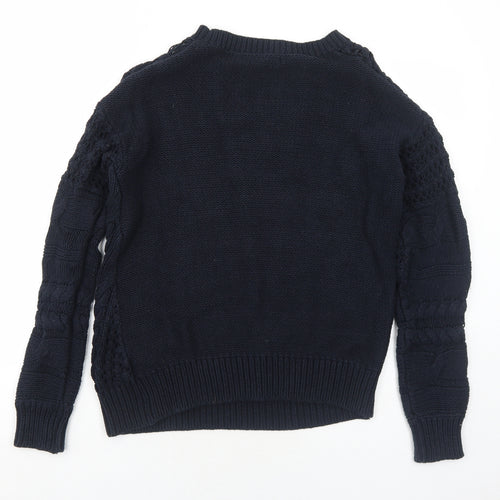 NEXT Womens Blue Round Neck Cotton Pullover Jumper Size M