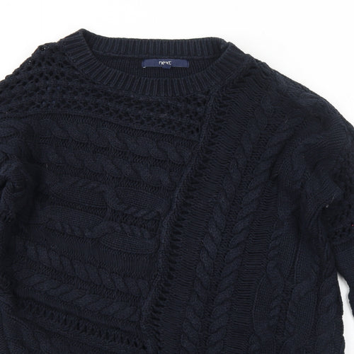 NEXT Womens Blue Round Neck Cotton Pullover Jumper Size M