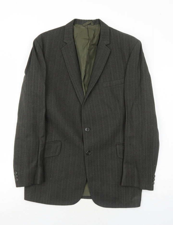 Browns Mens Grey Striped Wool Jacket Suit Jacket Size 42 Regular