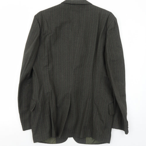 Browns Mens Grey Striped Wool Jacket Suit Jacket Size 42 Regular
