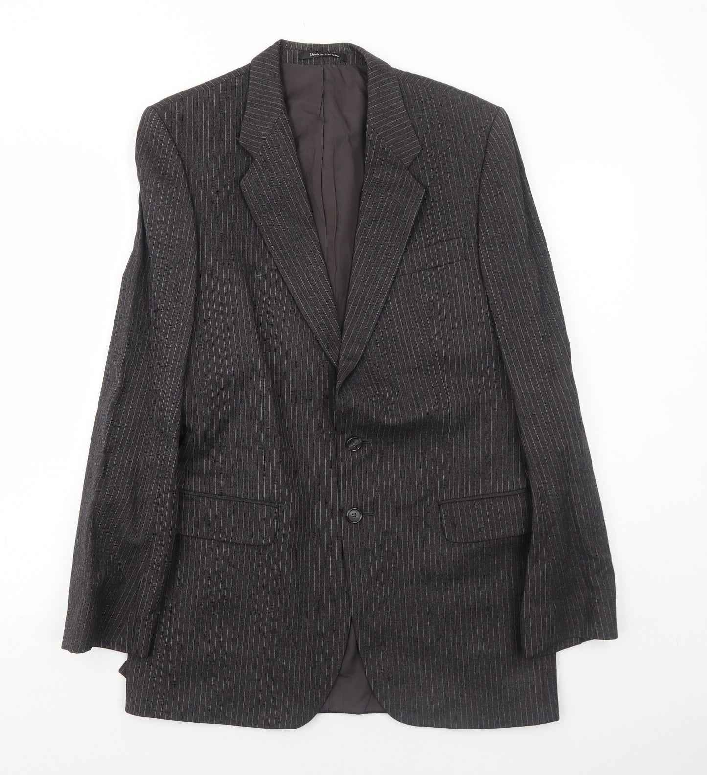 Marks and Spencer Mens Grey Striped Wool Jacket Suit Jacket Size 38 Regular