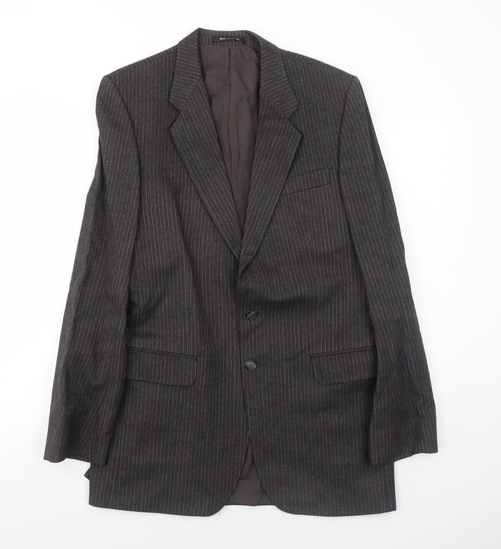 Marks and Spencer Mens Grey Striped Wool Jacket Suit Jacket Size 38 Regular