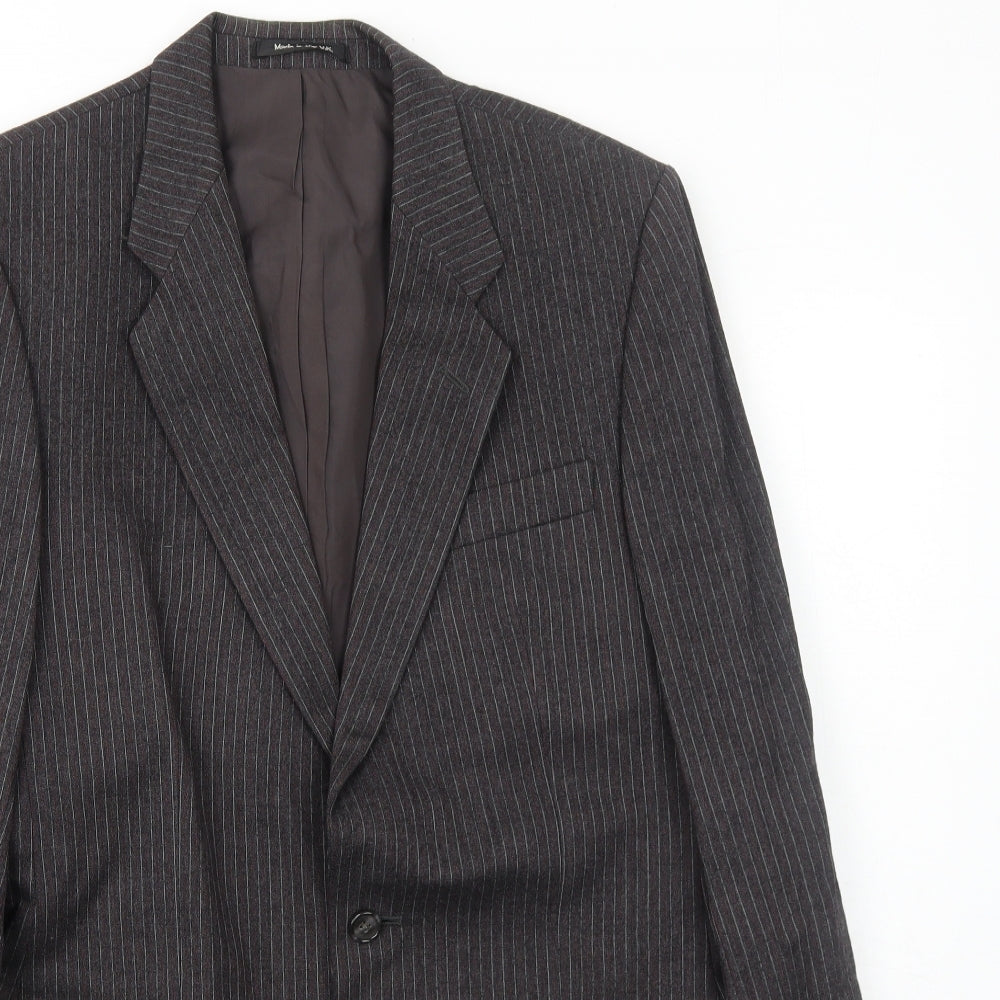 Marks and Spencer Mens Grey Striped Wool Jacket Suit Jacket Size 38 Regular