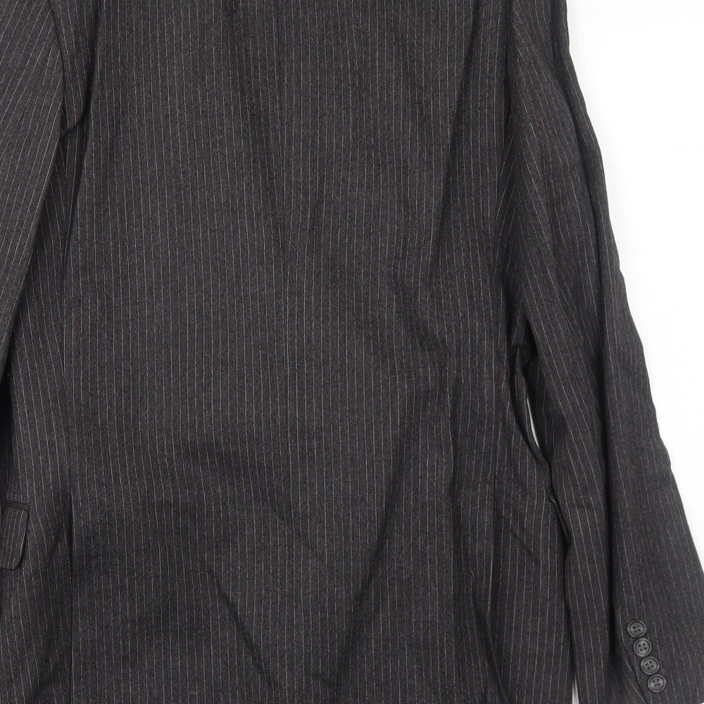 Marks and Spencer Mens Grey Striped Wool Jacket Suit Jacket Size 38 Regular