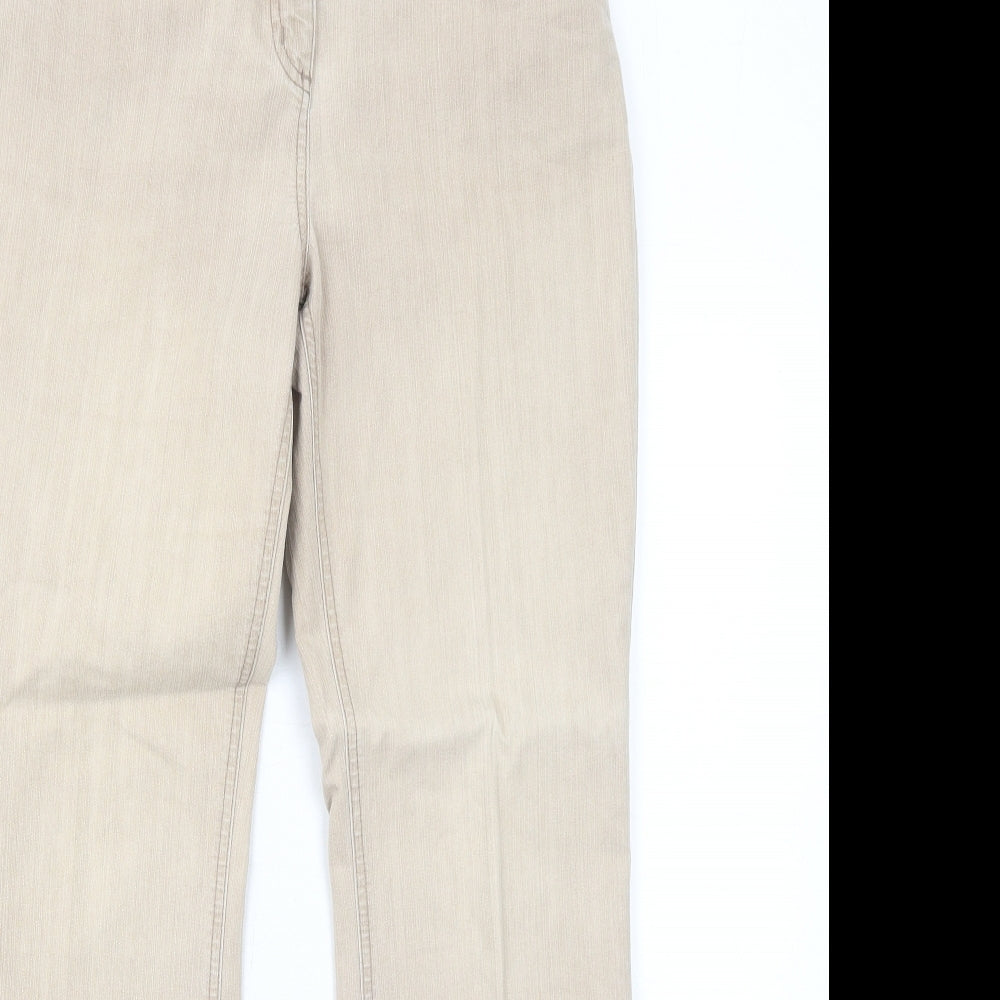 Per Una Womens Beige Cotton Bootcut Jeans Size 12 Regular Zip