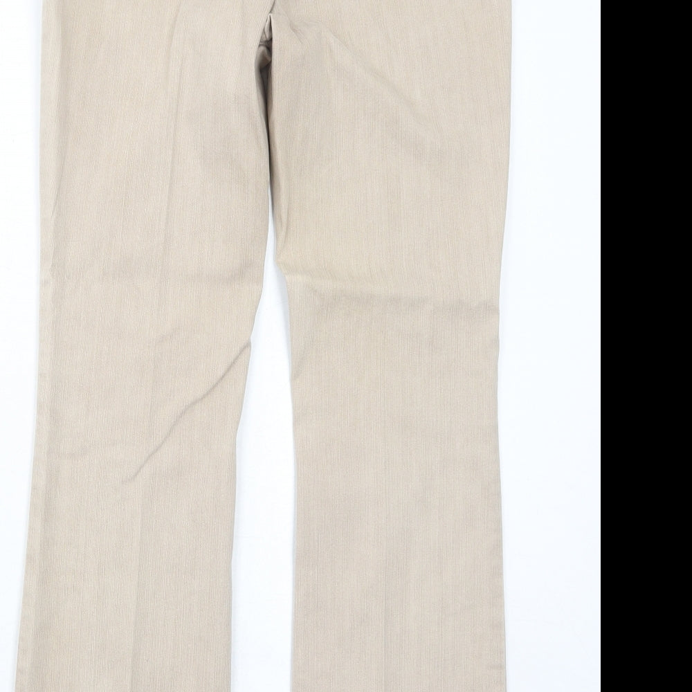 Per Una Womens Beige Cotton Bootcut Jeans Size 12 Regular Zip