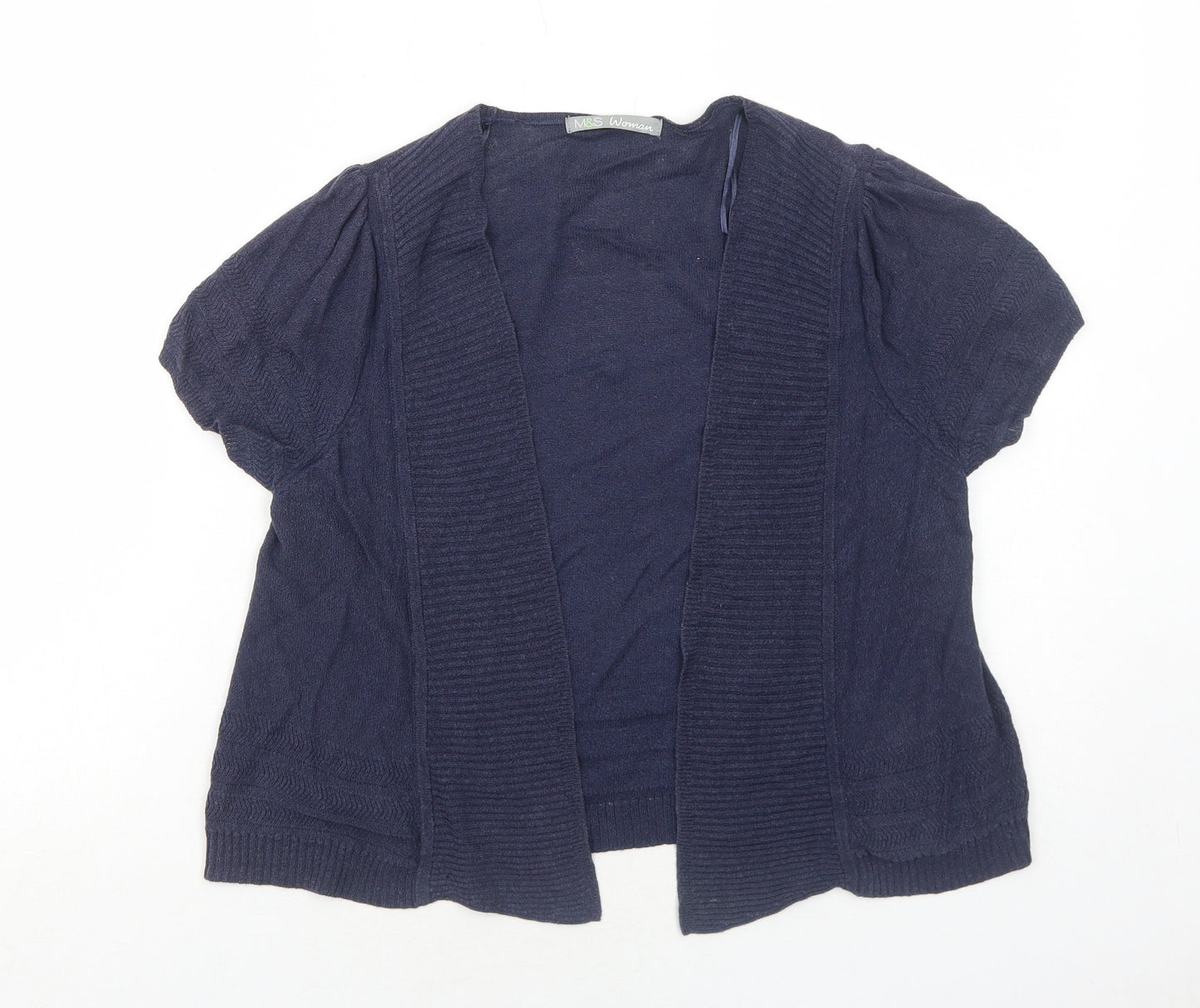 Marks and Spencer Womens Blue V-Neck Viscose Cardigan Jumper Size 12