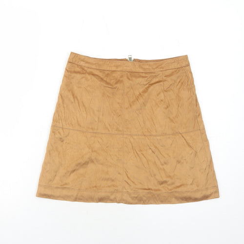 River Island Womens Brown Polyester A-Line Skirt Size 8 Zip