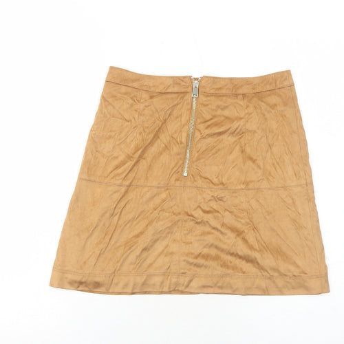 River Island Womens Brown Polyester A-Line Skirt Size 8 Zip