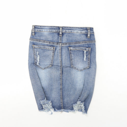 Girl Vivi Womens Blue Cotton A-Line Skirt Size 8 Zip