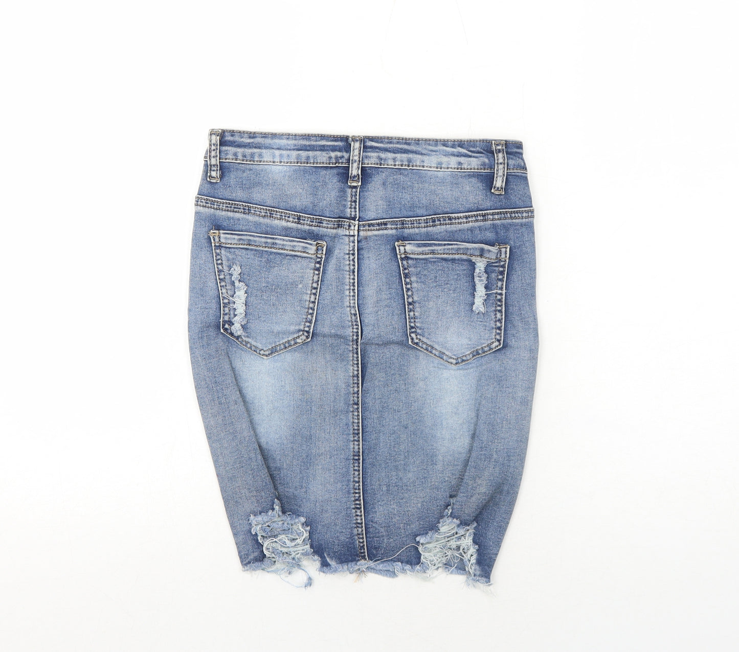 Girl Vivi Womens Blue Cotton A-Line Skirt Size 8 Zip