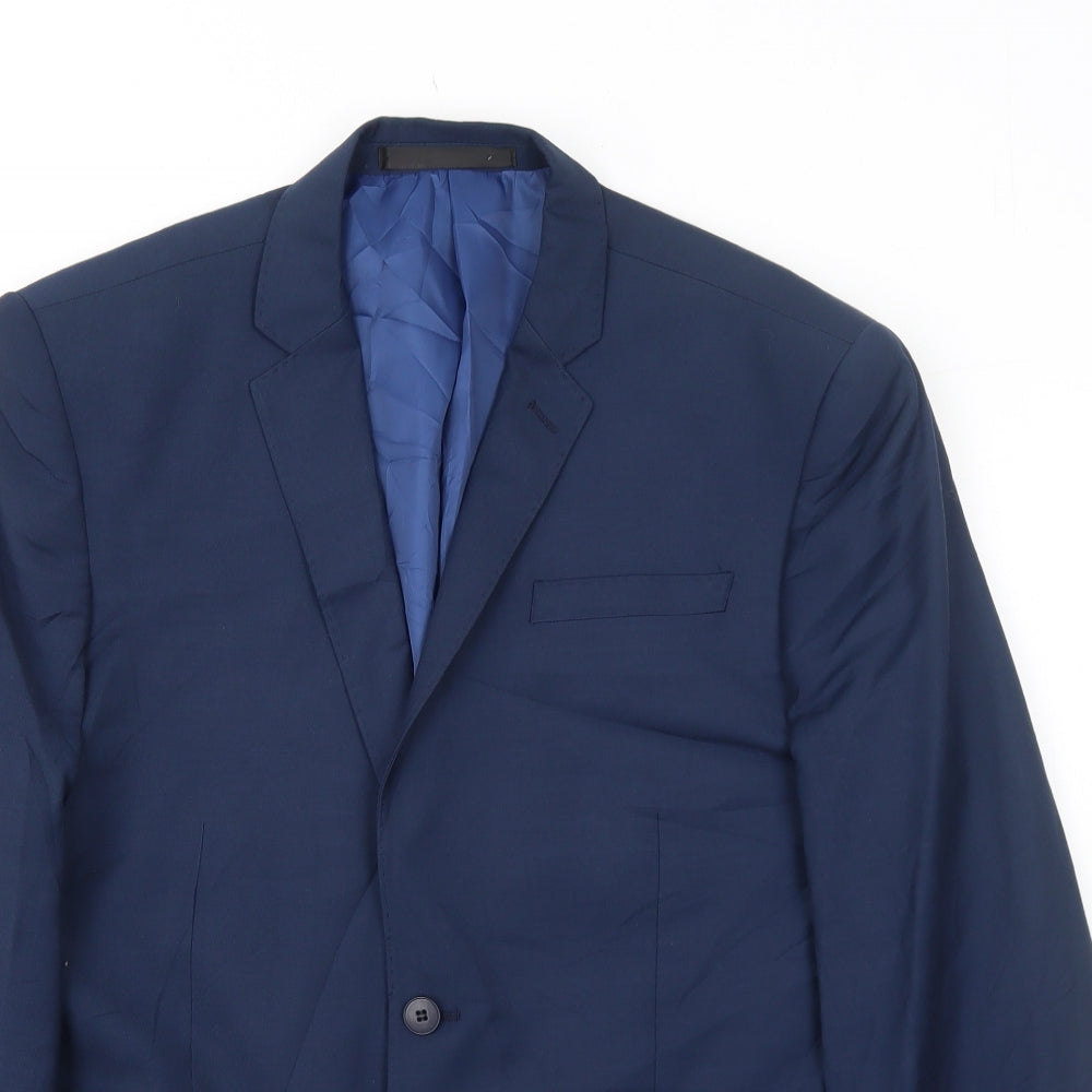 Marks and Spencer Mens Blue Polyester Jacket Suit Jacket Size 42 Regular