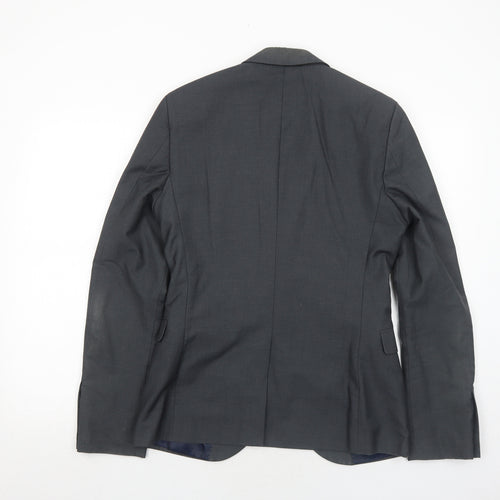 Topman Mens Grey Polyester Jacket Suit Jacket Size 36 Regular