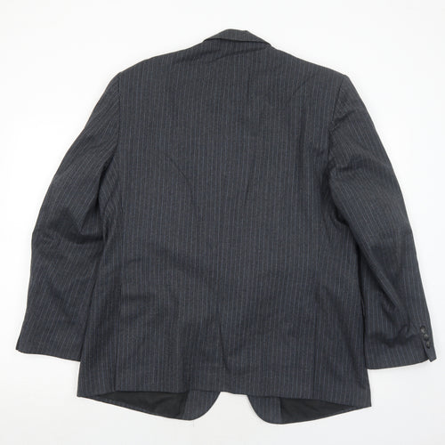 Hodges Mens Grey Striped Wool Jacket Suit Jacket Size 44 Regular