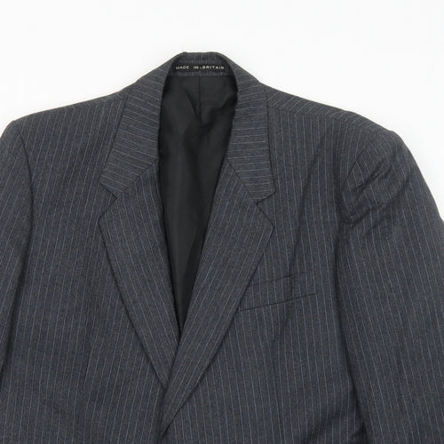 Hodges Mens Grey Striped Wool Jacket Suit Jacket Size 44 Regular